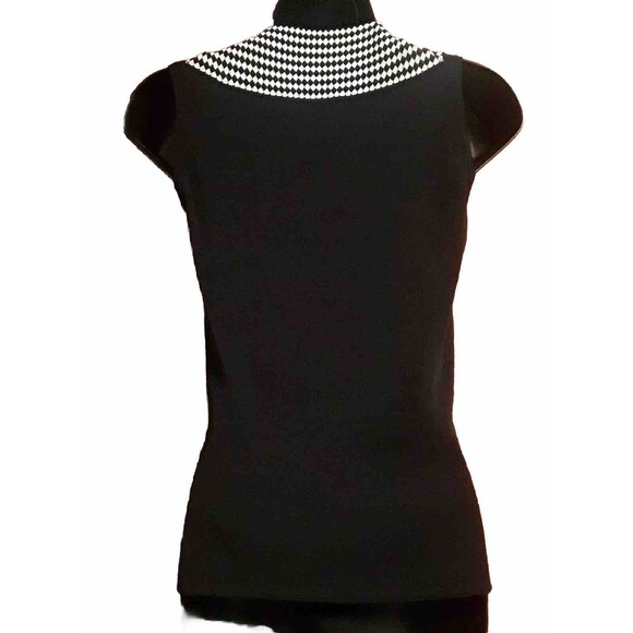 Tristan & Iseut Sleeveless Black & White Shirt Blouse Size M - Picture 3 of 4
